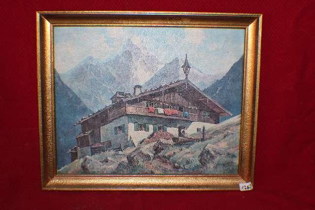 Bild, Gebirge, Ölgemälde auf Hartfaser mit Bilderrahmen #1260