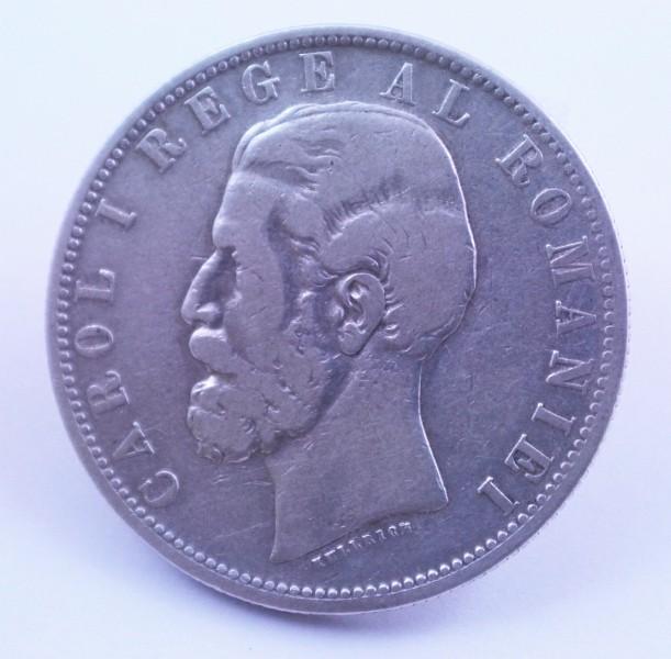 Münze 5 Lei, Rumänien 1884, Carol I  REGE AL ROMANIEI #3172