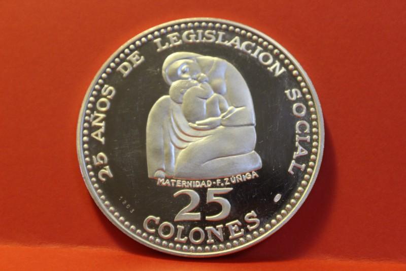 Münze 25 Colones, Costa Rica, Silber 1970, 53,7g, 60mm #3175 3205