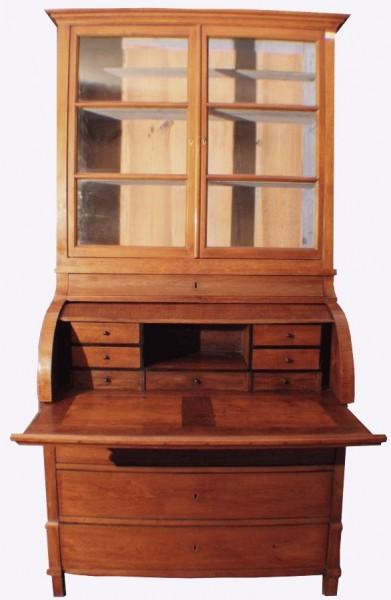 Sekretär, Biedermeier mit Zylinderbüro um 1810/30, Vitrinen Aufsatz Bücherregal #2400