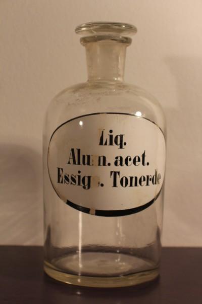 Apothekenflasche, Glasflasche, Vorratsglas, Laborglas mit Glasstopfen, Vintage #6283