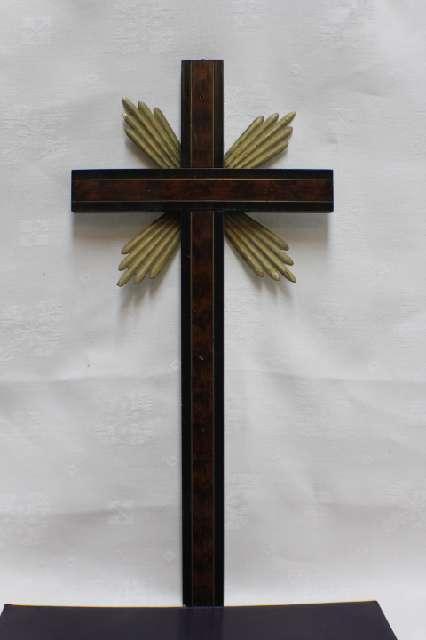 Kreuz, Kruzifix aus Holz, ohne Korbus, mit Einlegearbeit, sakrale Kunst, Religion #1544