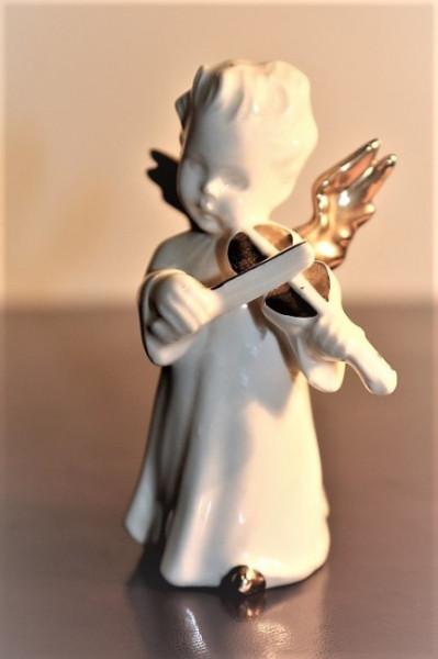 Engel mit Geige Goebel Porzellan weiß/gold Weihnacht   # 5268
