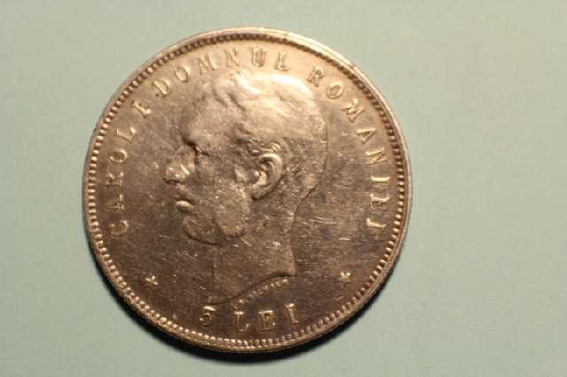 Münze 5 Lei, Rumänien, CAROL I, Wappen 1906, Silber #3022