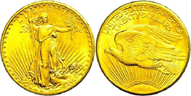 20 Dollar  USA  1910  Gold M&uuml;nze St. Gaudens/Double Eagle  #3165 2512