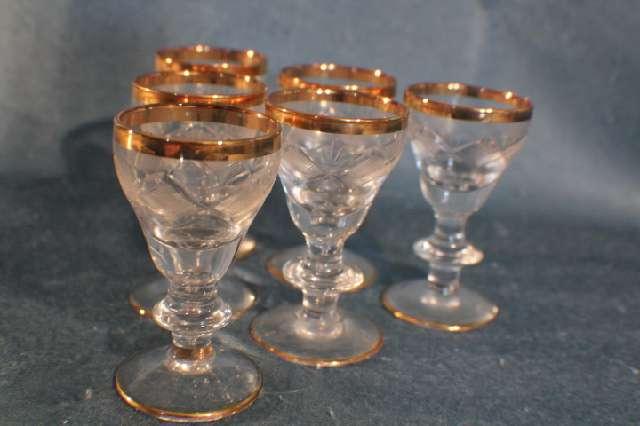 Cognacglas, Kristallglas, Schnaps, Likör, Pokal, Glas Schliff, Dekor, Goldrand #4667