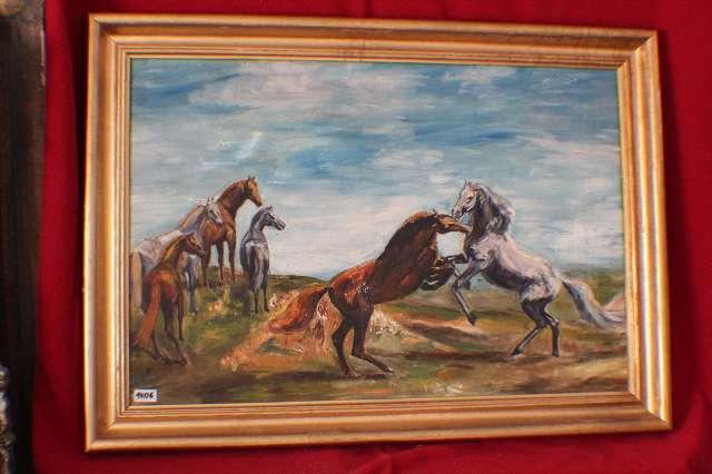 Bild, Pferde, Wildpferde, Hengst, Ölgemälde auf Leinwand #1406