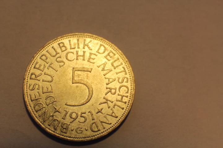 Münze 5 DM, Deutsche Mark, Silberadler 1951 G BRD #2028