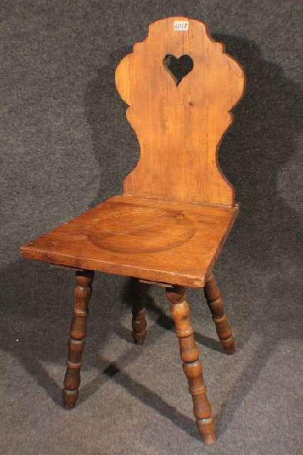 Stuhl, bäuerlicher Brettstuhl um 1850, Weichholz, wohnfertig #2058