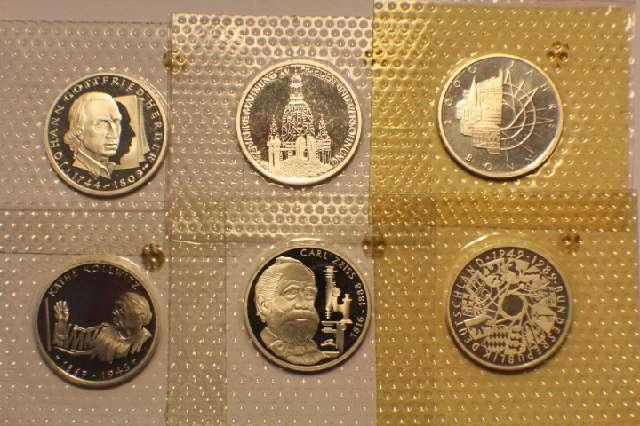 Münze Set mit 6 Stück 10 DM, Silber in PP von 1987-92, Konvolut mit 6 Stück #3032