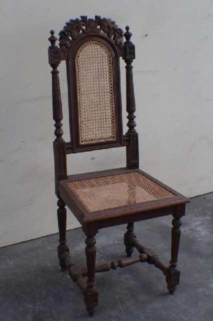 Stuhl, Gründerzeit um 1890, bürgerlicher Geflechtstuhl, Hochlehne, Eiche #4323