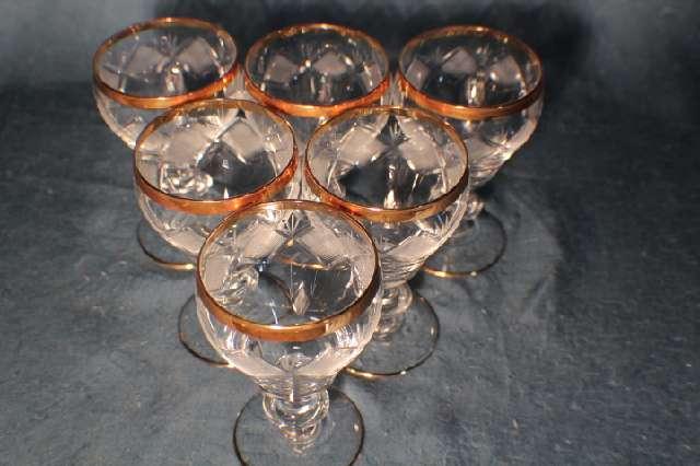 Weinglas, Kristallglas, 6er-Set, mit Goldrand, Pokal Glas Murano Medici  #4577